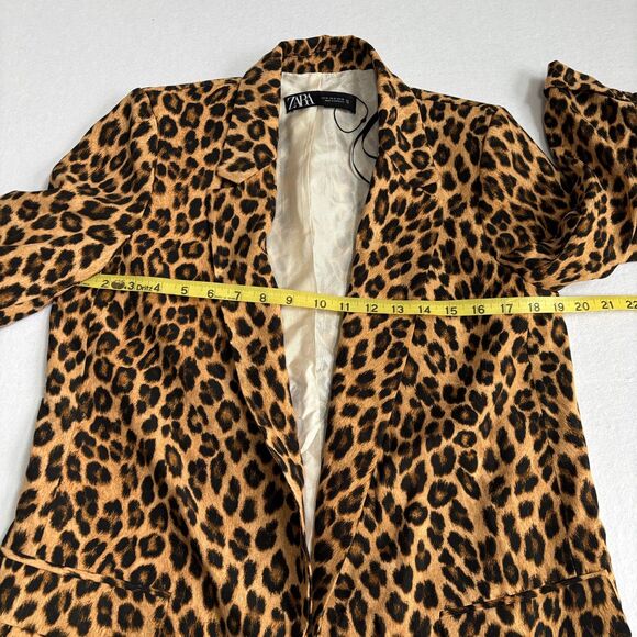 Zara Leopard Animal Print Blazer Jacket Women's M Brown Black 3/4 Sleeve Cuffed - Picture 9 of 11